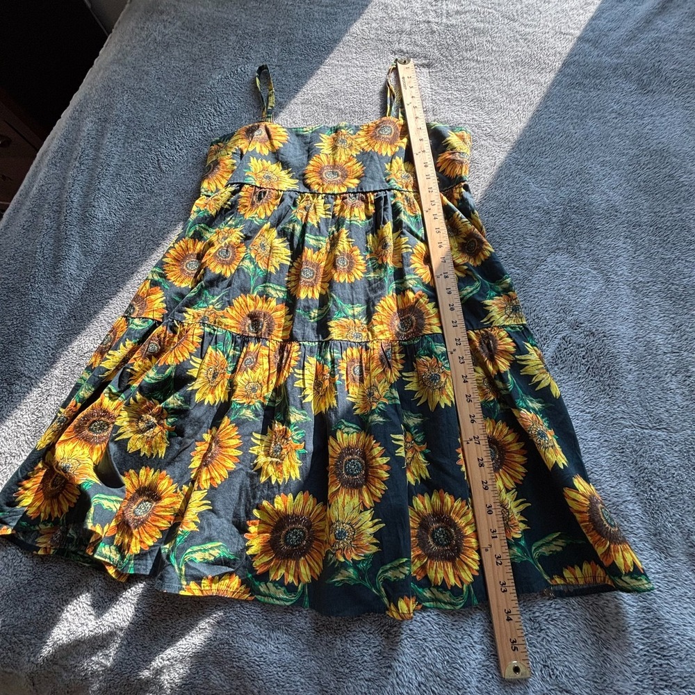 Asos Women Dress Sz 12 Sunflower Square Neck Tiered Boho Festival Floral 18747 - Picture 5 of 11